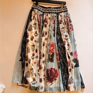 Anthropologie Multicolor Floral A-Line Skirt